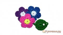 Knitted flower - crochet and knitting violet, description Crochet a violet in a pot