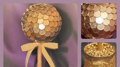 Money tree made of coins, bills and beads (master class)